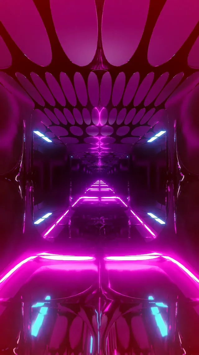 Neon Tunnel Pink Oval Grid Vj Loop 9:16 Reels 60fps Screensaver