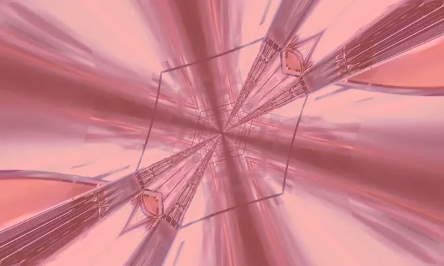 Terowong Neon Ledakan Grid Keluli Merah Jambu VJ Loop 5:3 Lebar 60fps Penyelamat Skrin