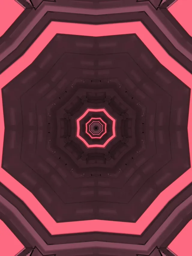 Neon Tunnel Pink Octagon Vortex Screensaver 3:4 iPad Portrait 60fps Vj Loop
