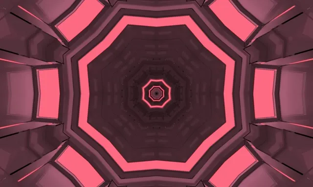 Neon Tunnel Octagon Vortex VJ Loop 5:3 Wide 60fps Screensaver Pink Red