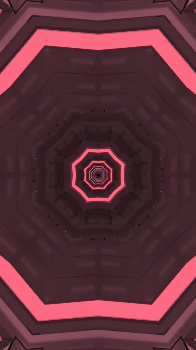 Neon Tunnel Octagon Vortex VJ Loop 9:16 Reels 60fps Screensaver