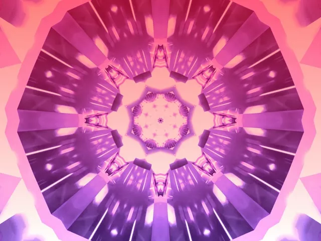 Vj loop Neon Tunel Roze Ljubičasto Kaleidoskop Spirala 4:3 Klasični 60fps Čuvar Ekrana