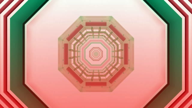Pink Red Octagonal Neon Tunnel 60fps with Geometric Layered Shapes