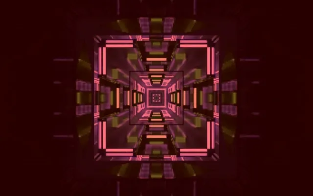 Neontunel lyserød kvadrat hvirvel VJLoop 60fps 16:10 MacBook skærmsparer