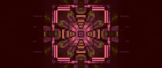 نفق النيون الوردي Square Vortex VJ Loop 2.39:1 Cinemascope 60fps Screensaver