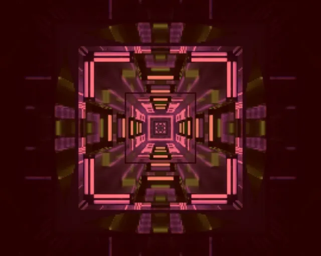 Neon Tunnel Pixel Corridor VJ Loop 5:4 Industrial 60fps Screensaver