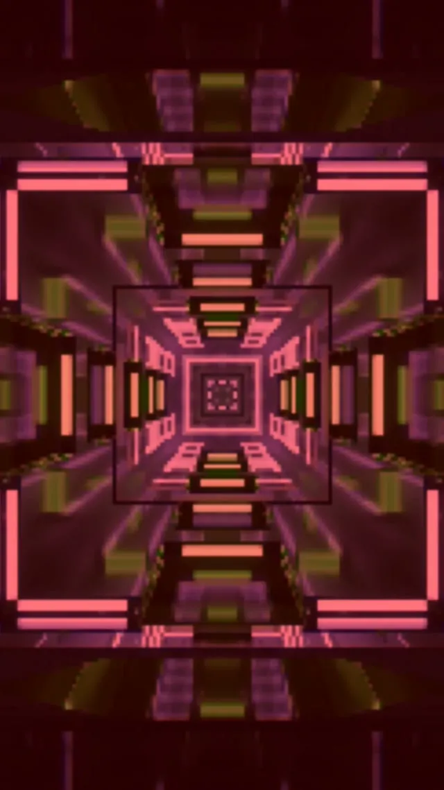 Neónový tunel růžová mřížka VJ Loop 9:16 Reels 60fps Screensaver