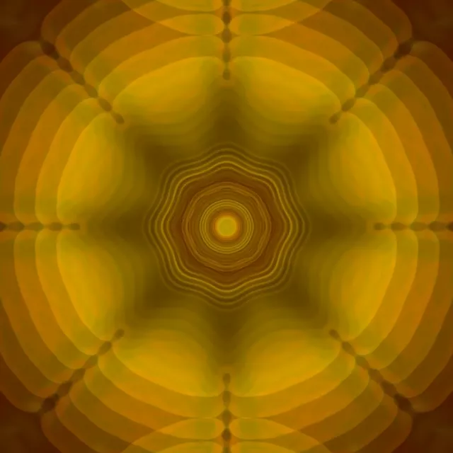 Pulsating Golden Kaleidoscope Neon Tunnel | 1:1 Square 60fps VJ Loop Screensaver