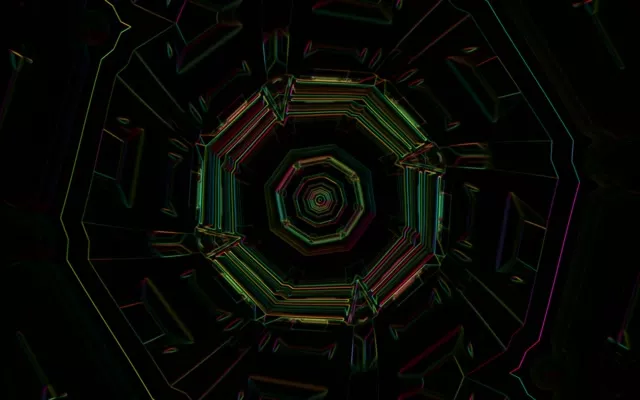 Pulsating Octagon Neon Tunnel 16:10 MacBook 60fps Screensaver VJ Loop