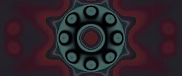 Terowongan Neon Gear Berdenyut Merah Loop 2.39:1 Cinemascope 60fps Screensaver VJ Animation