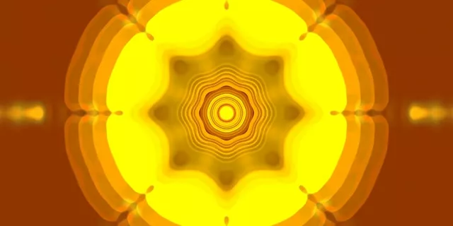 Pulsating Yellow Star Soiléir Neon Tunnel VJLoops 2:1 Univisium 60fps Screensaver