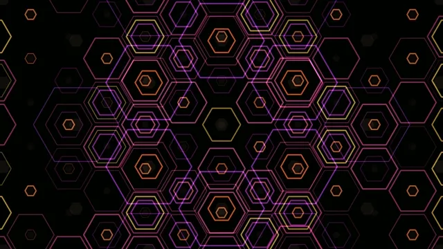 Purple and orange hexagonal pattern on a dark background