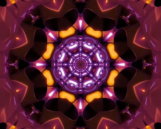 Twnnel Neon Porffor Caleidosgop 5:4 Diwydiannol 60fps Arbed Sgrin VJ Loop