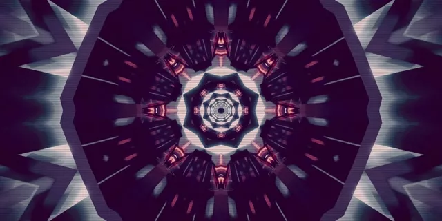 Terowongan Neon Ungu Kaleidoskop Screensaver 2:1 Univisium 60fps VJ Loop