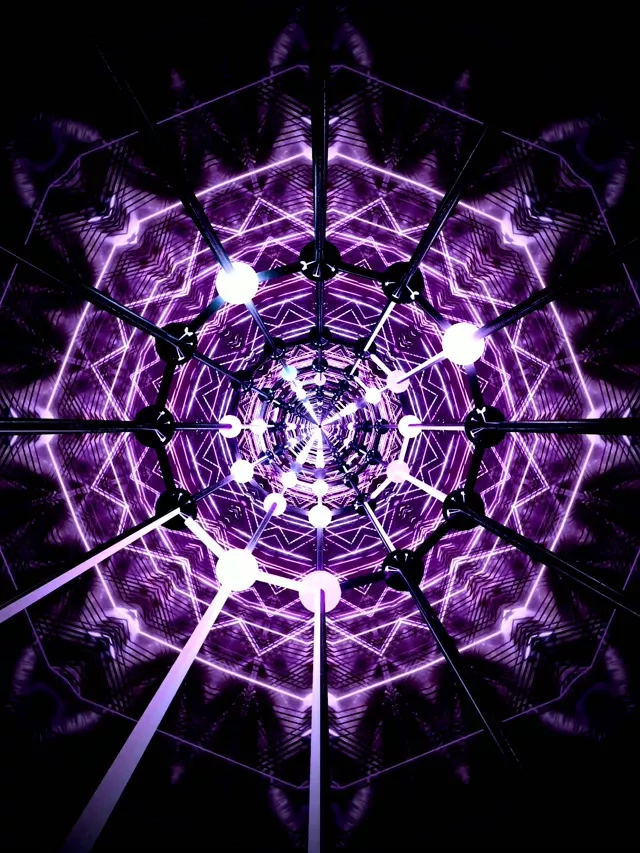 Vijolični Neonski Tunel Kaleidoskop VJLoops 3:4 iPad Portrait 60fps Ohranjevalnik zaslona