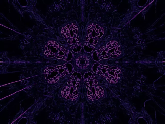 Vj loop Neon Tunnel Lilla Geometrisk Kaleidoskop 4:3 klassisk 60fps Pauseskærm