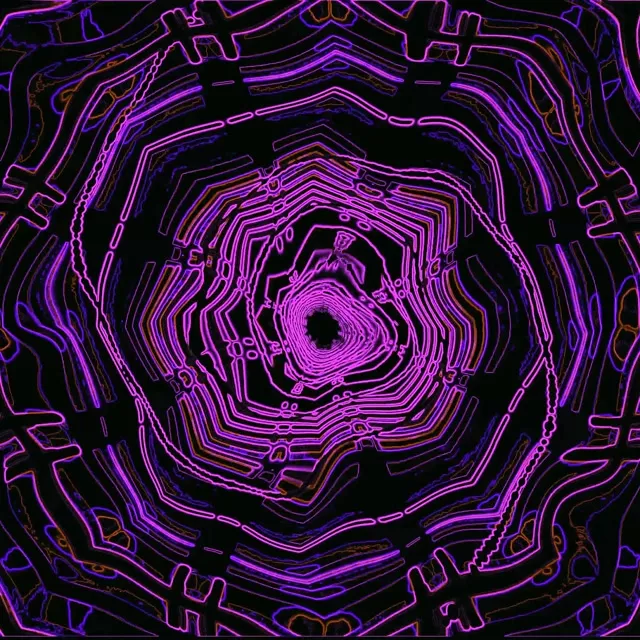 Neonový tunel fialovo-modrý vír 1:1 čtverec 60fps spořič obrazovky VJ Loop