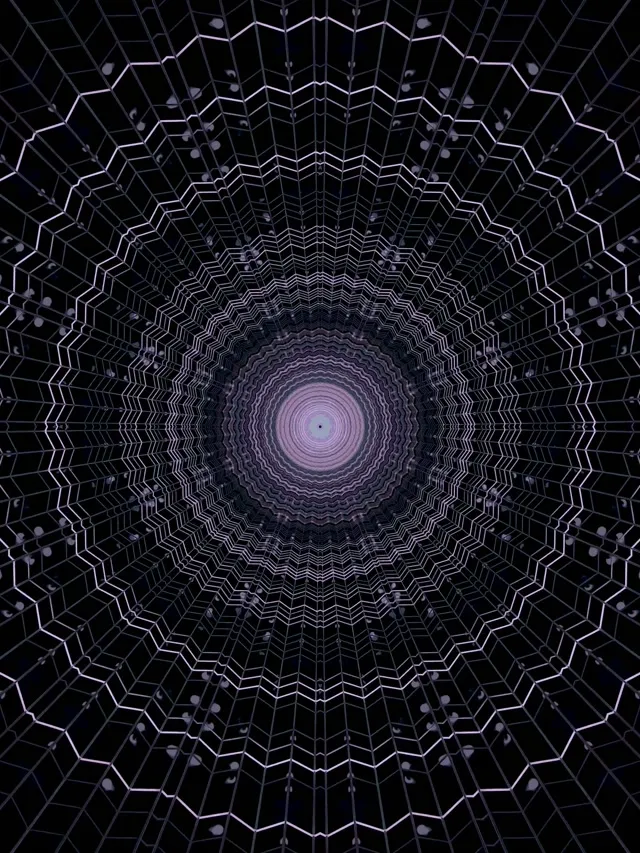 Tunel Neon Vortex Pânză Păianjen Roz VJ Loop 60fps 3:4 iPad Portrait Screensaver