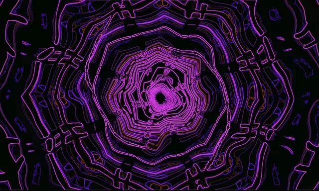 Pers Neon Tonnel Skermbeveiliging 5:3 Wyd 60fps VJLoops PC Skootrekenaar