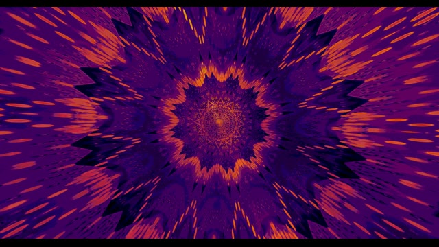 Ljubičasto Narančasti Kozmički Prasak Kaleidoskop VJLoops - Apstraktno Radijalno Kretanje Poza...