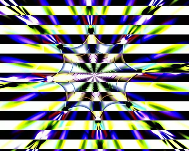 রেডিয়াল কেলিডোস্কোপ নিয়ন টানেল VJLoops 5:4 ইন্ডাস্ট্রিয়াল 60fps স্ক্রিনসেভার