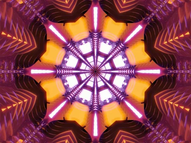 Radial Neon Tunnel Vj Loop 4:3 Classic 60fps Screensaver Kaleidoscope