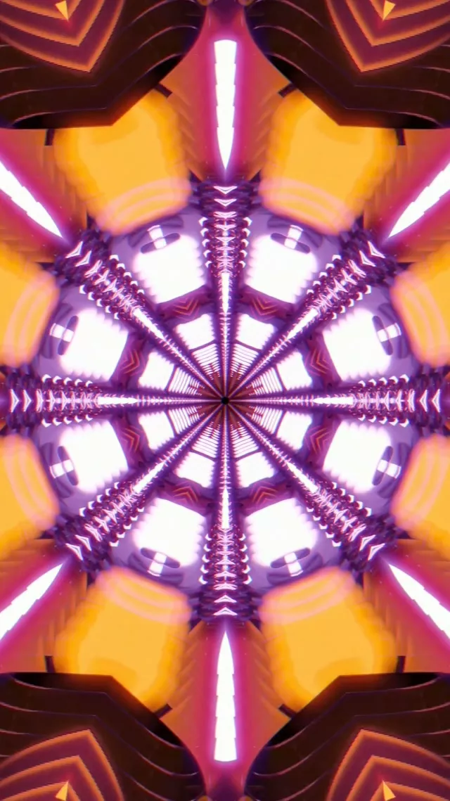 Radial Symmetry Neon Tunnel 9:16 reels 60fps VJ Loop Screensaver
