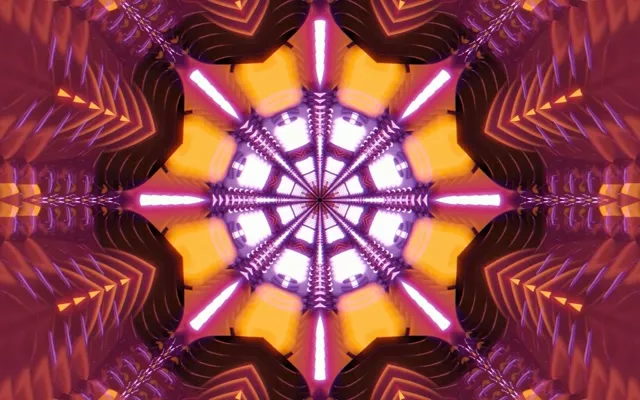 Radiant Kaleidoscope Neon Tunnel | 16:10 MacBook 60fps VJ Loop Screensaver