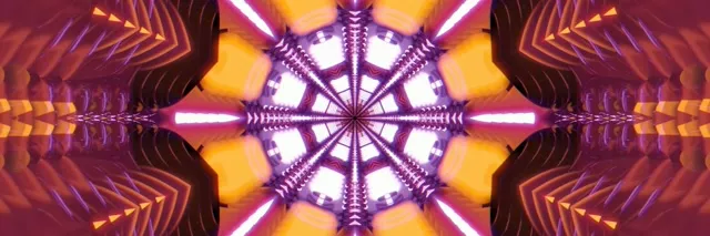 Radiant Kaleidoscope Neon Tunnel | 3:1 Triple Wide | 60fps VJ Loop Screensaver
