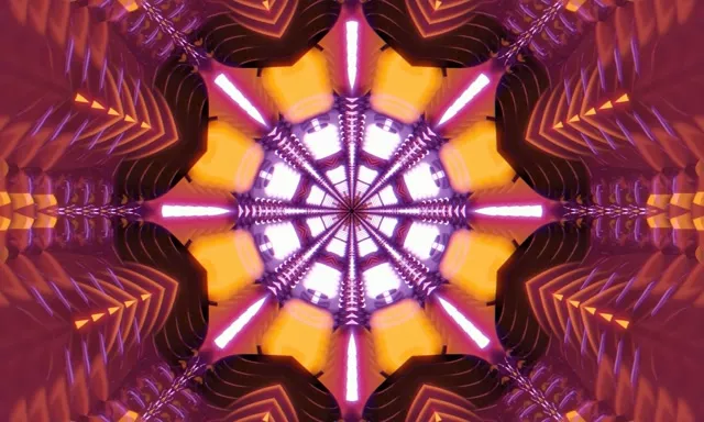 Radiant Kaleidoscope Neon Tunnel 5:3 Wide 60fps VJ Loop Screensaver