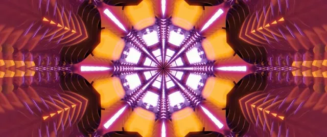 Radiant Kaleidoscope Neon Tunnel VJ Loop 2.39:1 Cinemascope 60fps Screensaver