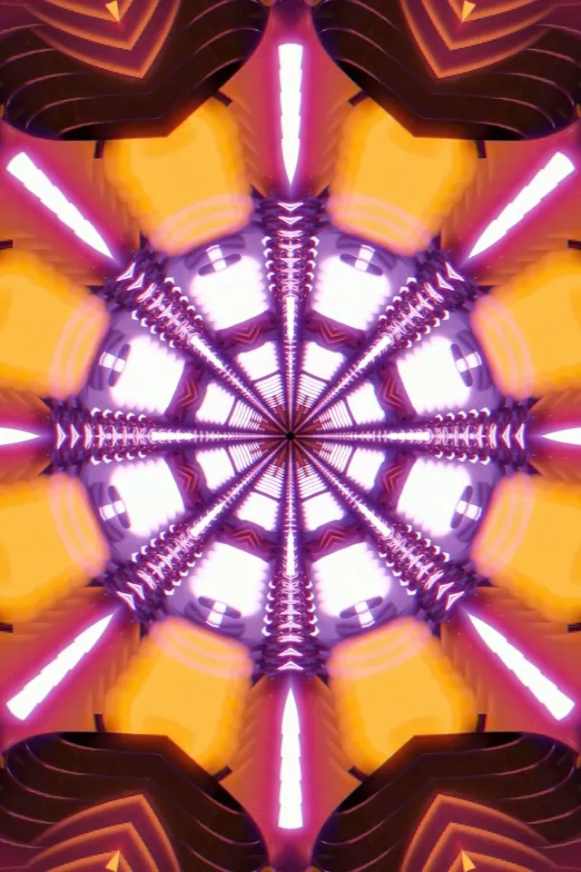Radiant Neon Tunnel Kaleidoscope 9:16 Portrait 60fps VJ Loop Screensaver