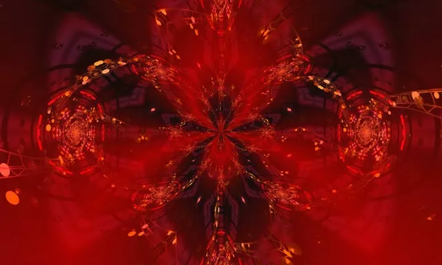 Radiant Red Neon Tunnel Kaleidoscope | 5:3 Wide | 60fps | VJ Loop Screensaver