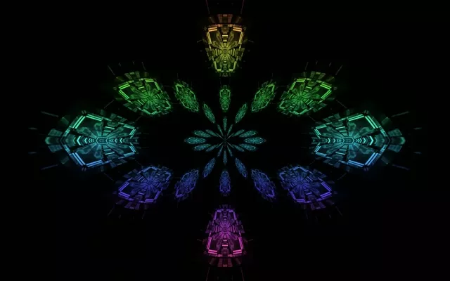 Neon Tunnel Regnbue Fraktal Kaleidoskop VJ Loop 16:10 MacBook 60fps Pauseskærm