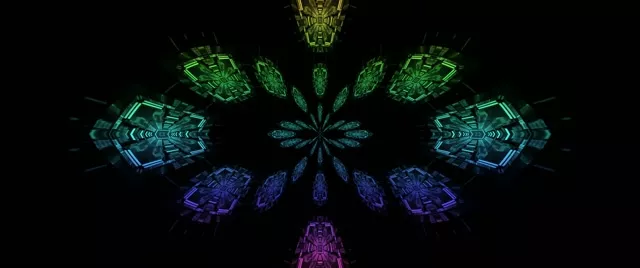 نفق نيون انفجار كاليدوسكوب فراكتال VJ Loop 2.39:1 Cinemascope 60fps حافظة شاشة