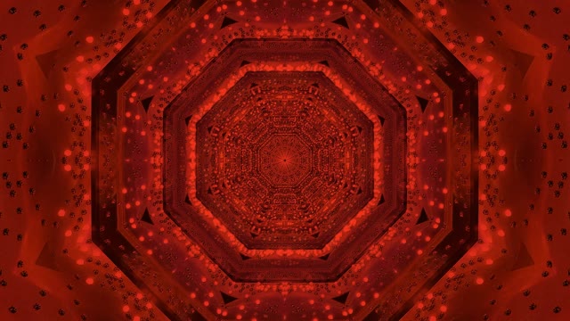 Bucle Túnel Abstracto Rojo - Fondo VJ Octagonal Geométrico