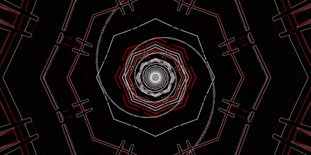 Rot Schwarzer Oktagon Neon Tunnel VJ Loop 2:1 Univisium 60fps Bildschirmschoner