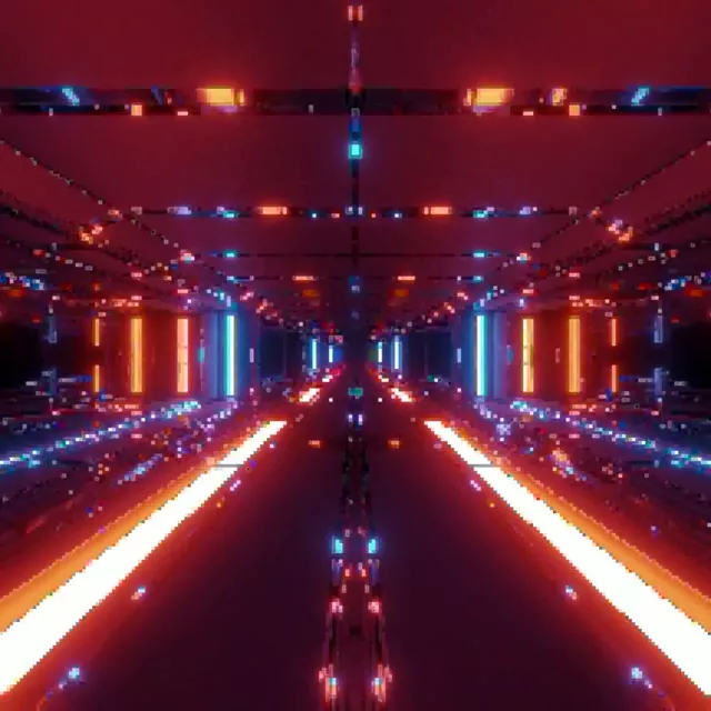 Neon Tunnel Pixel Grid VJ Loop 1:1 Square 60fps Screensaver