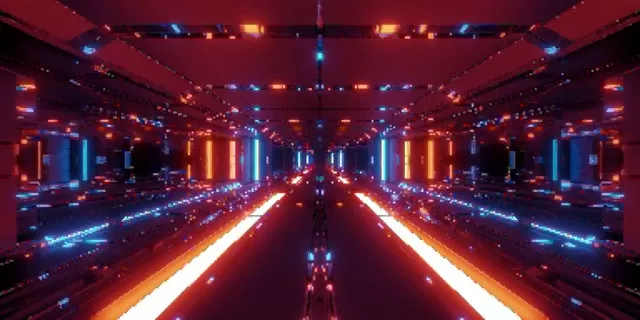 Neon Tunnel Red Blue Grid Vj Loop 2:1 Univisium 60fps Screensaver