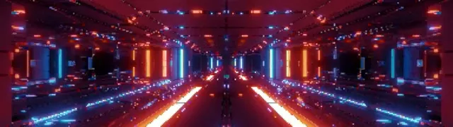 Neon Tunnel Red Blue Grid VJ Loop 32:9 Super Ultrawide 60fps Screensaver