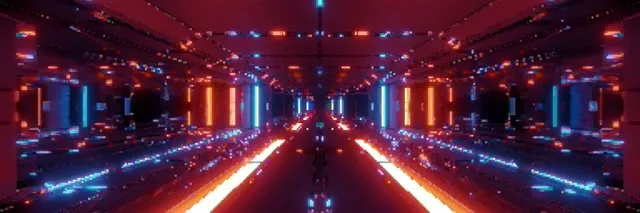 Neon Tunnel Red Orange Glow VJ Loop 3:1 Triple Wide 60fps Screensaver