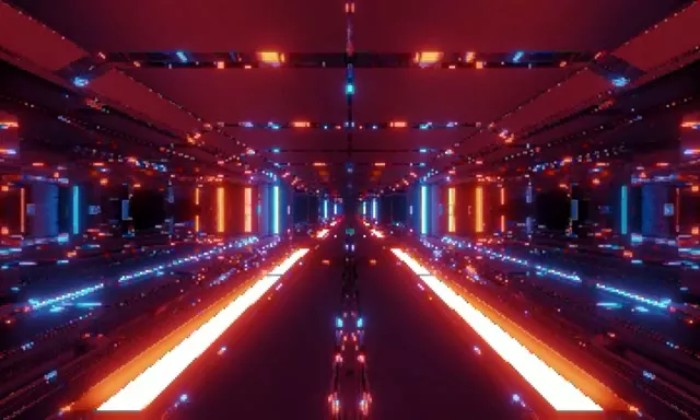 네온 터널 빨간 파란 그리드 VJ Loop 60fps 5:3 와이드 스크린세이버