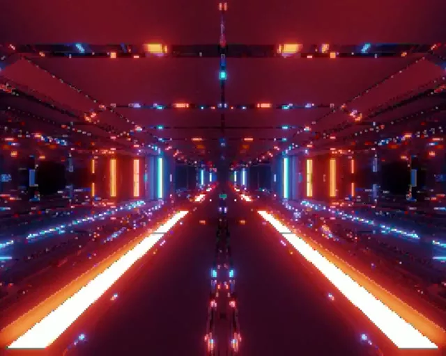 Túnel de Neó VJ Loop 5:4 Industrial 60fps Protector de Pantalla Graella de Píxels Vermella Blava