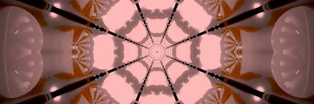 Neon Tunel Crvena Paukova Mreža Kaleidoskop VJ Loop 3:1 Triple Wide 60fps Čuvar Ekrana