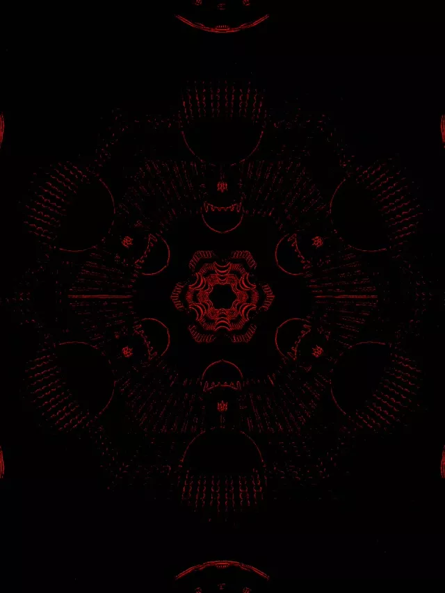 Црвен Фрактал Калеидоскоп Неон Тунел 3:4 iPad Портрет 60fps Чувар на Екран VJLoops