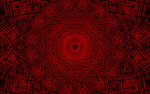 Црвен фрактал калеидоскоп неонски тунел VJ Loop 16:10 MacBook 60fps чувар на екран