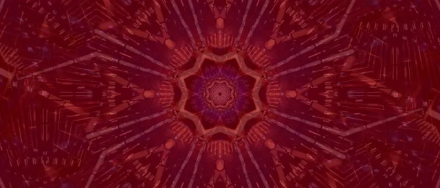 Red Fractal Kaleidoscope Neon Tunnel VJ Loop 21:9 Ultrawide 60fps Screensaver