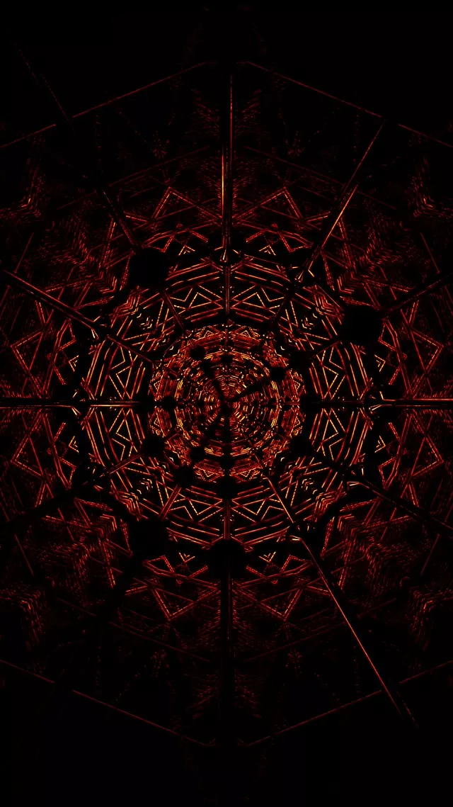Red Fractal Kaleidoscope Neon Tunnel Vj Loop 9:16 Reels 60fps Screensaver