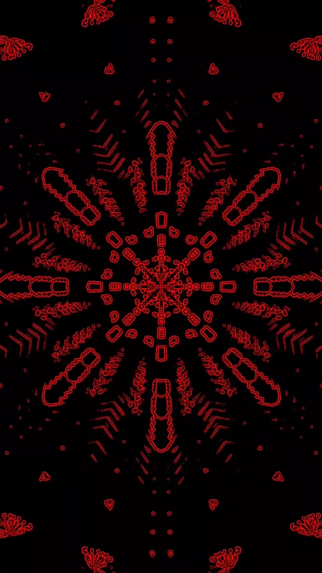 빨간색 프랙탈 만화경 네온 터널 VJ Loop 9:16 릴스 60fps 화면보호기