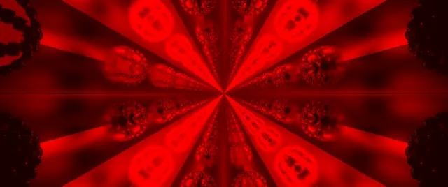 อุโมงค์นีออนแฟร็กทัลสีแดง 2.39:1 Cinemascope 60fps Screensaver VJLoops